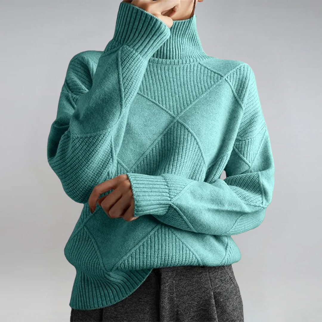 Sigara | Damen Rollkragen Strickpullover - Hot Pink - Image 9