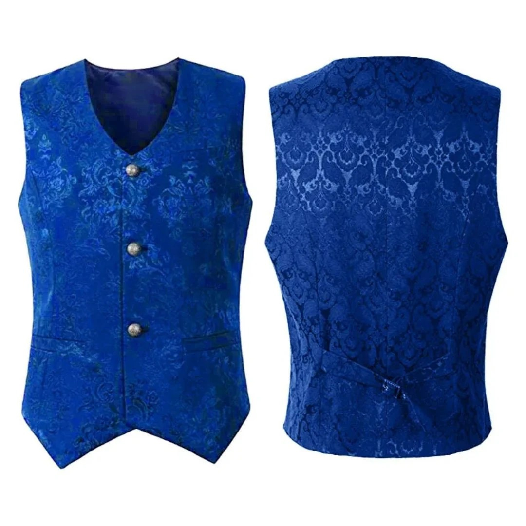 Sigbert | Herren Trachtenweste Jacquard Festweste - Royal Blue - Image 1