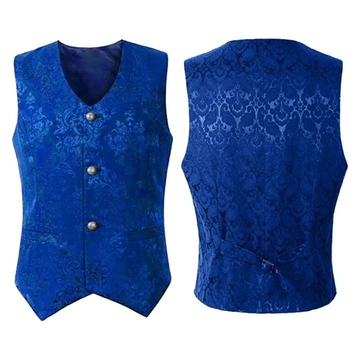 Sigbert | Herren Trachtenweste Jacquard Festweste - Royal Blue - Image 1