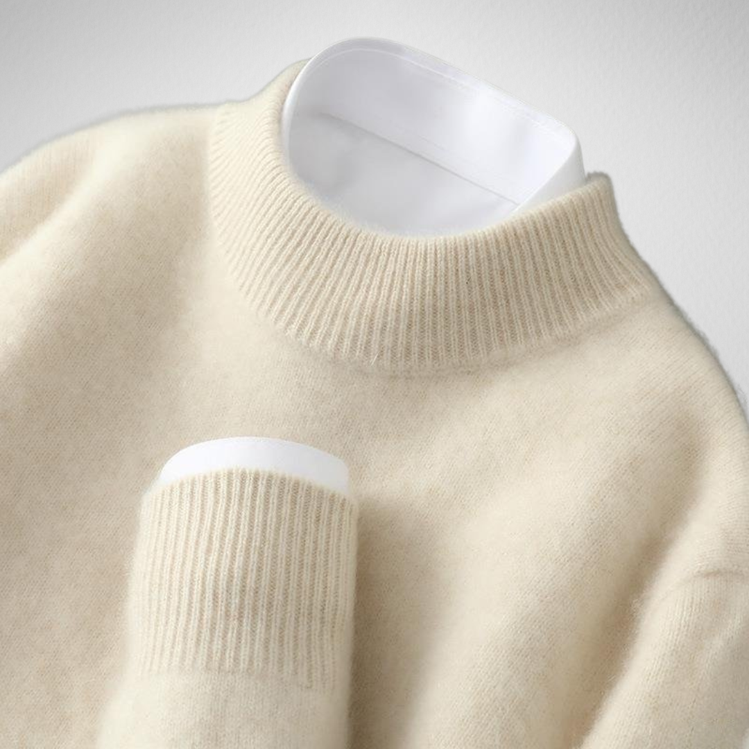 Siglinde | Damen Strickpullover Rundhals Pullover - Cream - Image 1