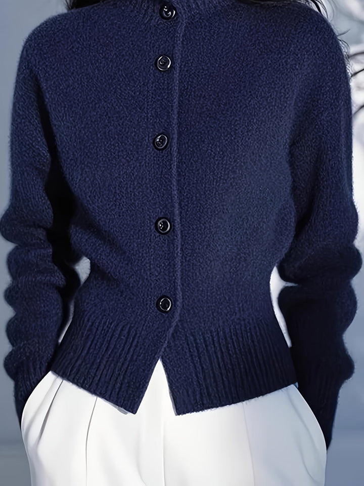 Sigolde | Damen Strickjacke mit Knopfleiste und Stehkragen - Red - Image 10