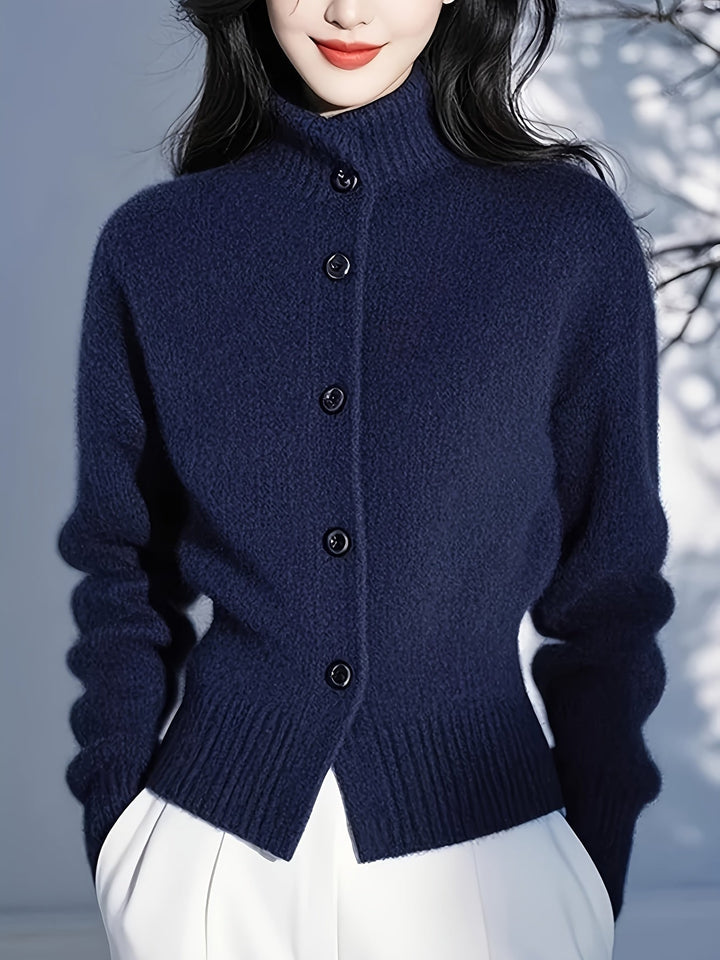 Sigolde | Damen Strickjacke mit Knopfleiste und Stehkragen - Red - Image 11