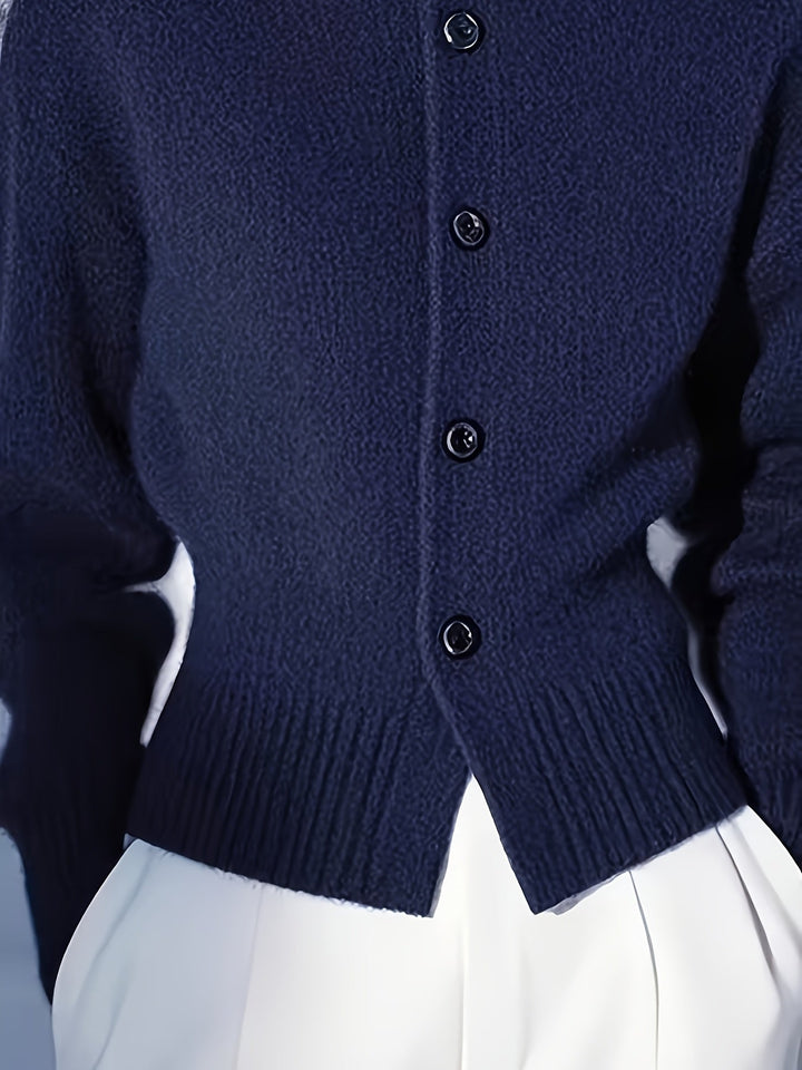 Sigolde | Damen Strickjacke mit Knopfleiste und Stehkragen - Red - Image 12