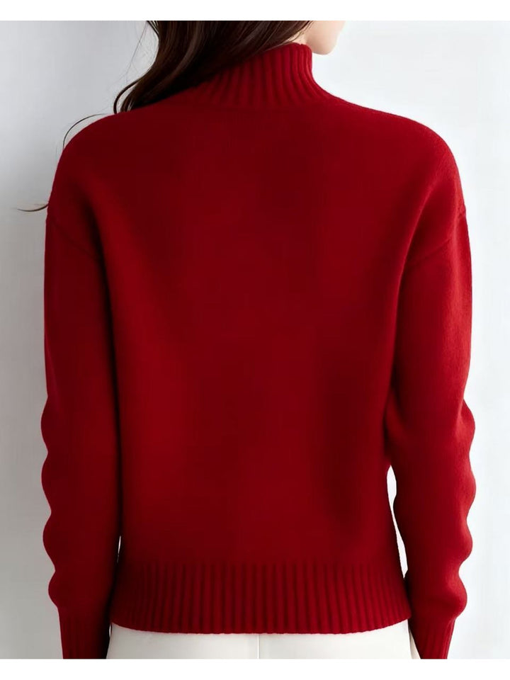 Sigolde | Damen Strickjacke mit Knopfleiste und Stehkragen - Red - Image 4