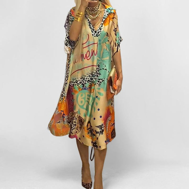 Sigrid | Damen Allover-Print Tunika V-Ausschnitt - Image 2
