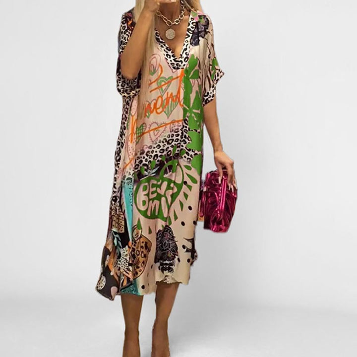 Sigrid | Damen Allover-Print Tunika V-Ausschnitt - Image 3