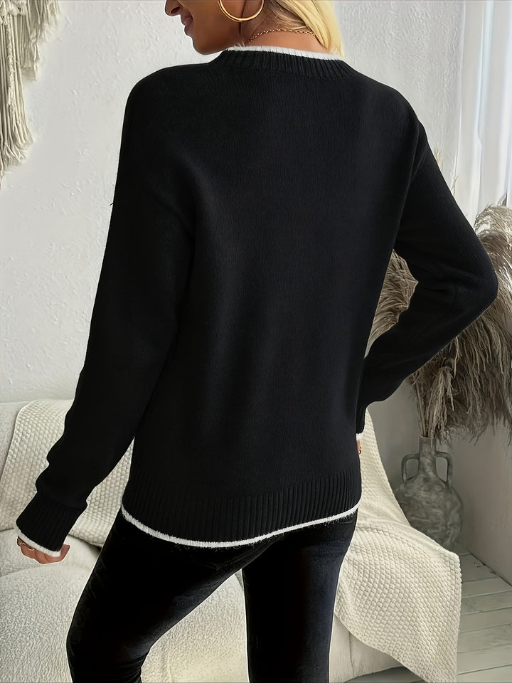 Sigrid | Damen Weihnachtspullover Schneeflocke Strickpullover - Burgundy - Image 7