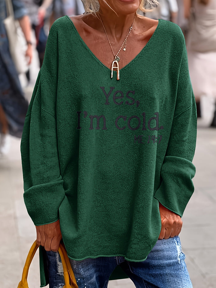 Sigrike | Damen Oversize Pullover mit Aufdruck - Dark Green - Image 1