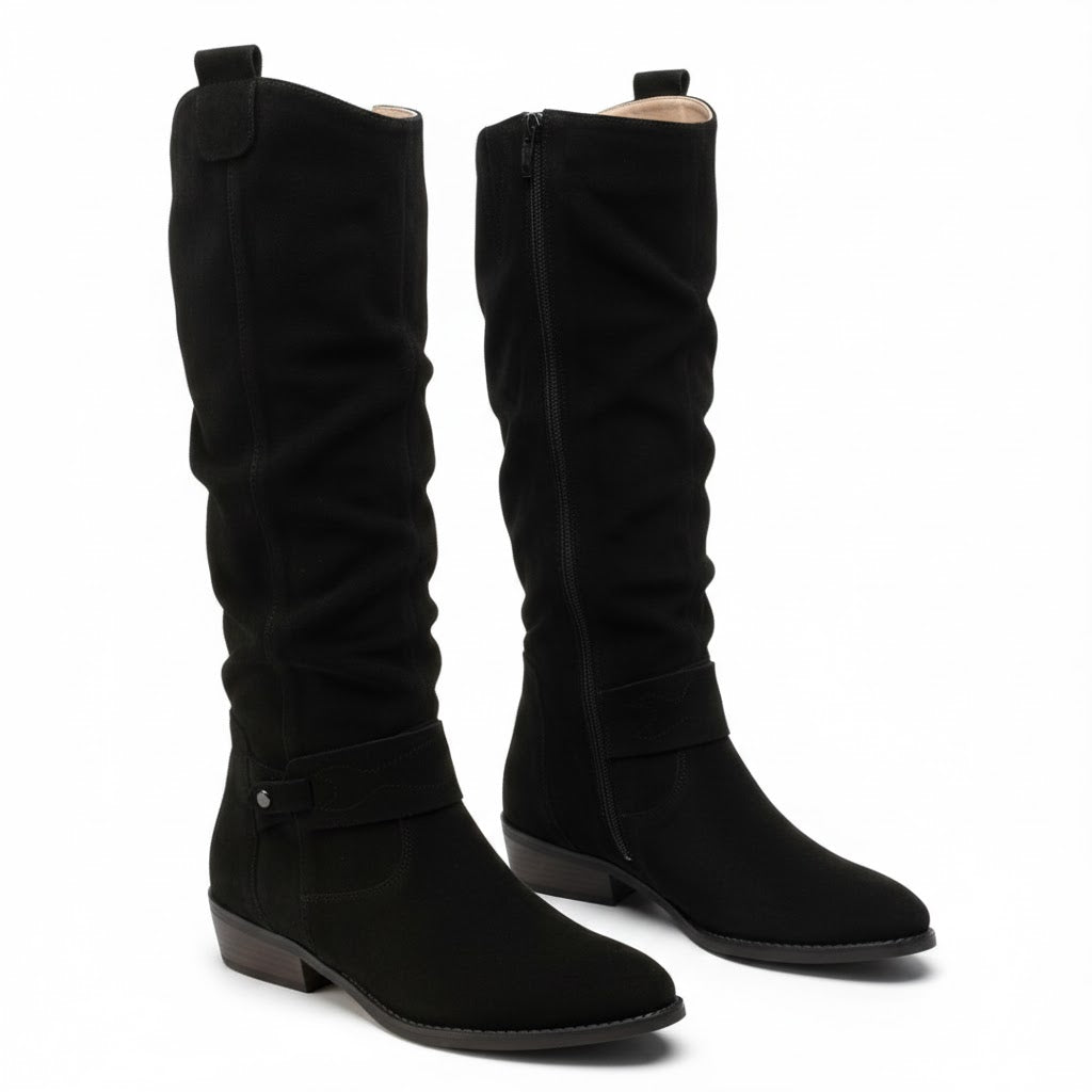 Sigrun | Damen Kniehohe Stiefel Slouch-Optik - Taupe - Image 15