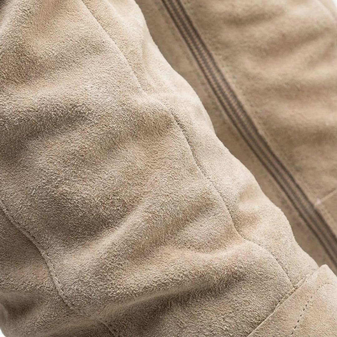Sigrun | Damen Kniehohe Stiefel Slouch-Optik - Taupe - Image 5