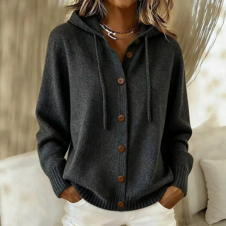 Sigvala | Damen Strickjacke mit Kapuze und Knopfleiste - Pink - Image 5