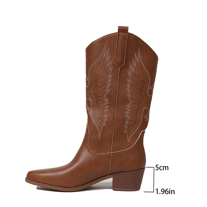 Sigvild | Damen Westernstiefel Cowboystiefel mit Stickerei - Black - Image 10