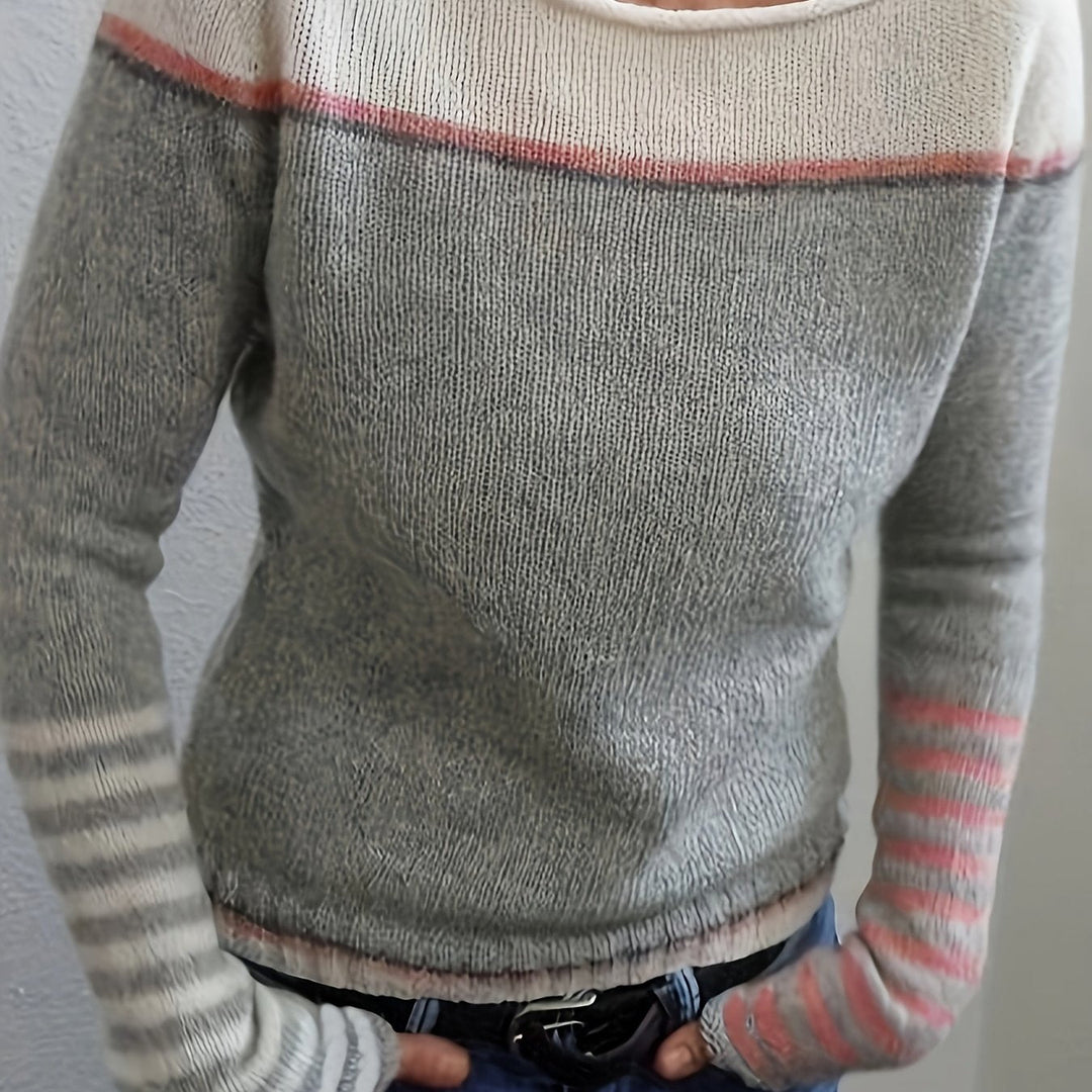 Silvane | Damen Strickpullover Bootausschnitt Langarm - Light Blue - Image 11