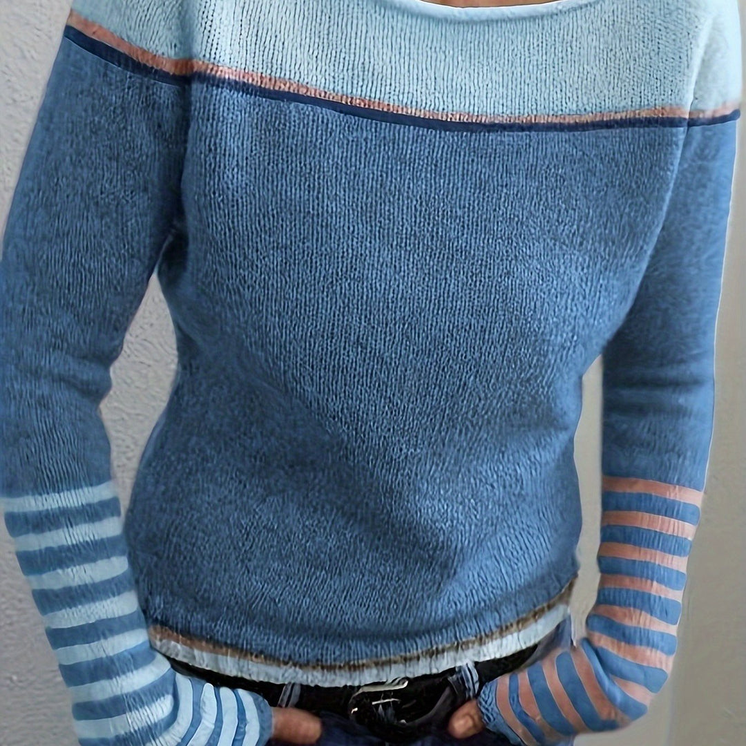 Silvane | Damen Strickpullover Bootausschnitt Langarm - Light Blue - Image 12