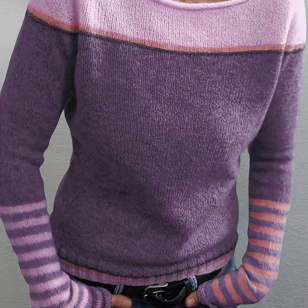 Silvane | Damen Strickpullover Bootausschnitt Langarm - Light Blue - Image 14