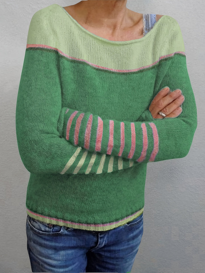Silvane | Damen Strickpullover Bootausschnitt Langarm - Light Blue - Image 9
