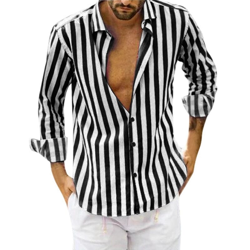 Marc | Herren Streifenhemd Langarm Slim Fit Freizeithemd
