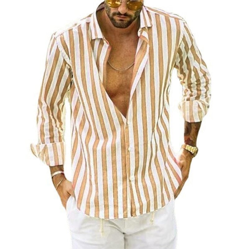 Marc | Herren Streifenhemd Langarm Slim Fit Freizeithemd