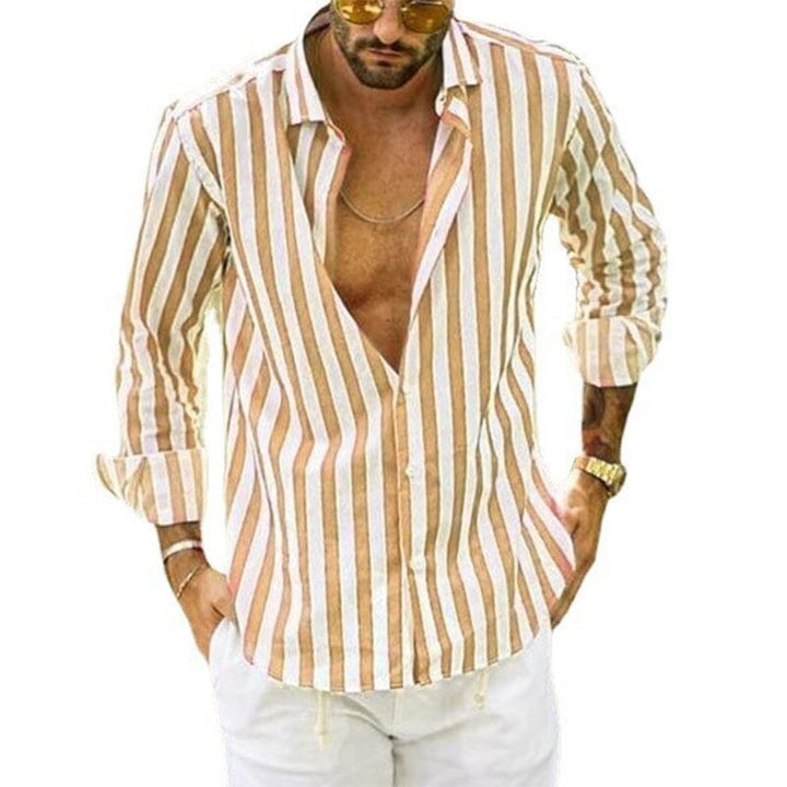 Marc | Herren Streifenhemd Langarm Slim Fit Freizeithemd