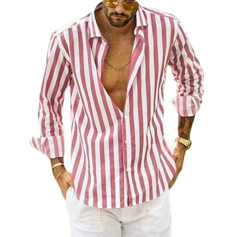 Marc | Herren Streifenhemd Langarm Slim Fit Freizeithemd