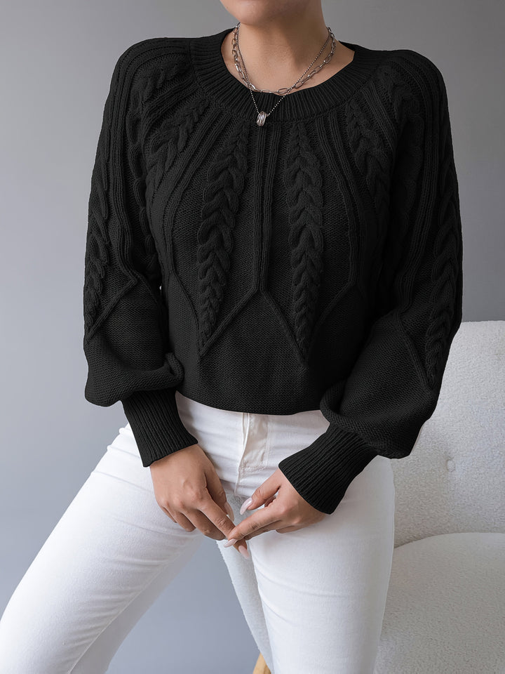 Solvanda | Damen Zopfmuster Strickpullover mit Lärmelärmeln - Taupe - Image 22