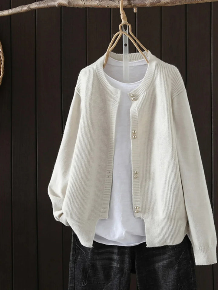 Solvara | Damen Strickjacke mit Knöpfen Grau - Light Grey - Image 5