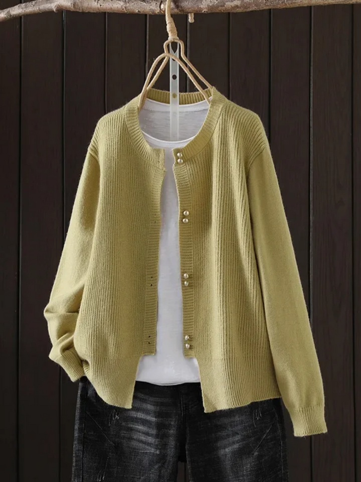 Solvara | Damen Strickjacke mit Knöpfen Grau - Light Grey - Image 6