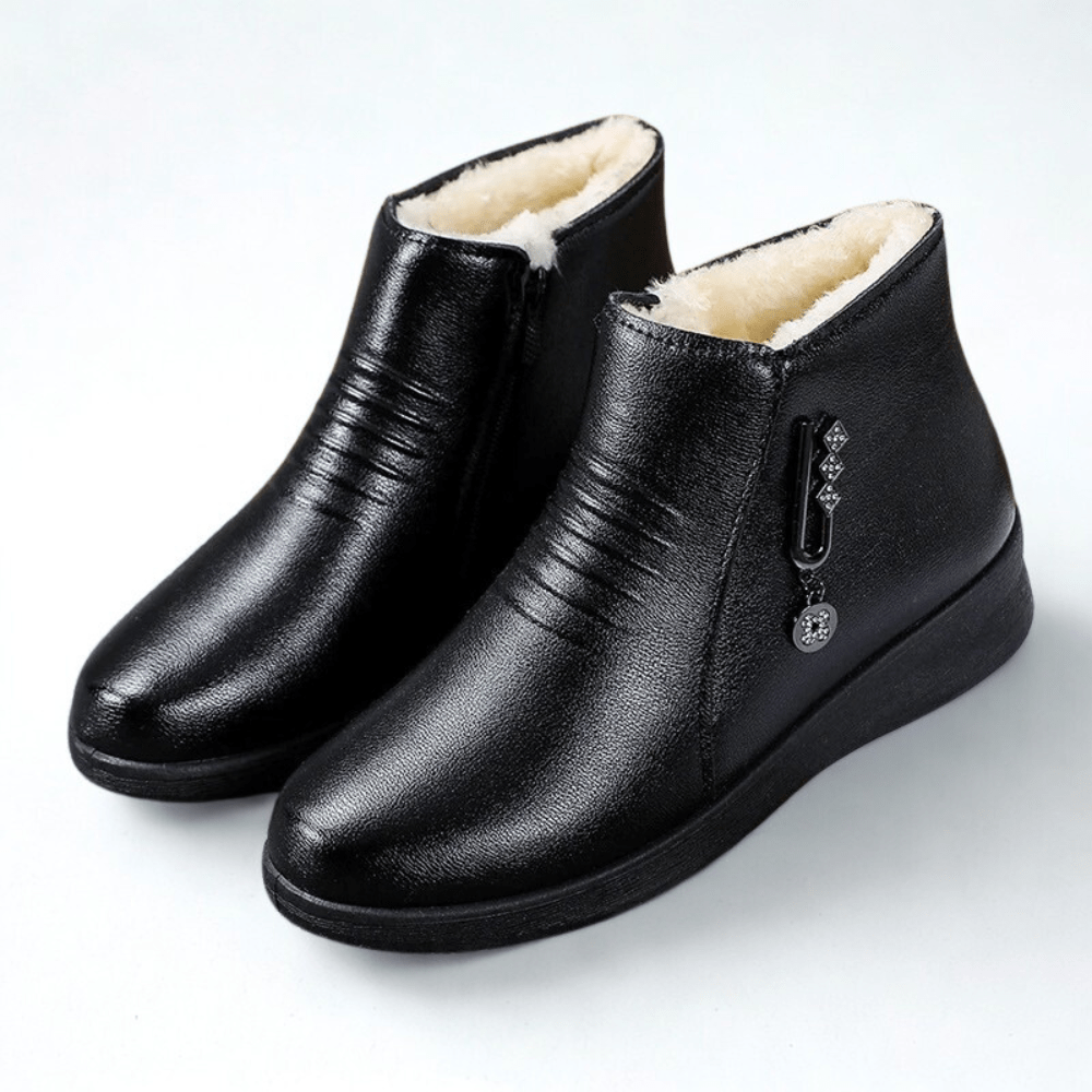 Solveig | Damen Winterstiefel gefütterte Stiefeletten - Black - Image 1