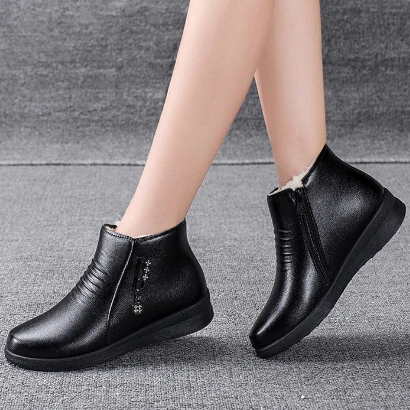 Solveig | Damen Winterstiefel gefütterte Stiefeletten - Black - Image 3