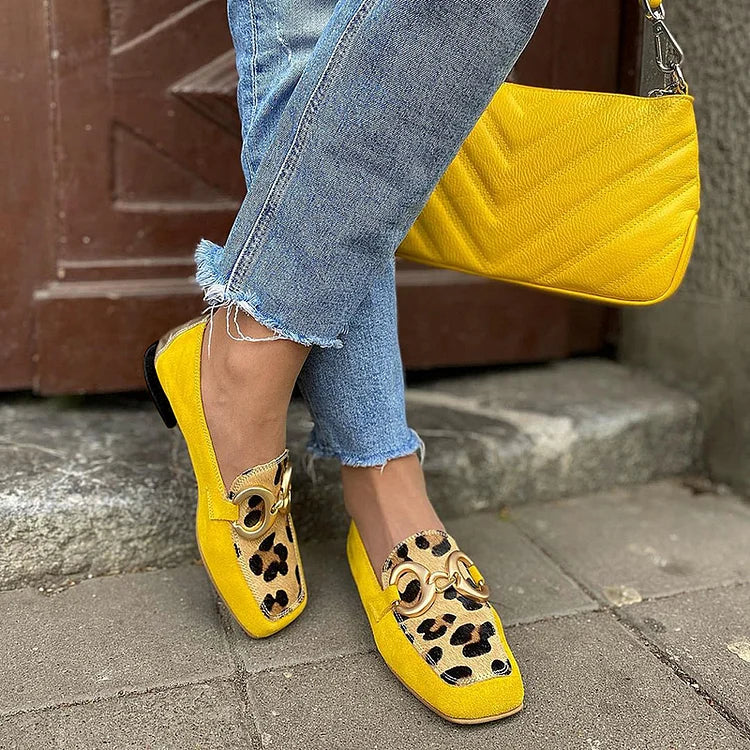 Solveike | Damen Loafer mit Leopardenmuster - Yellow - Image 1