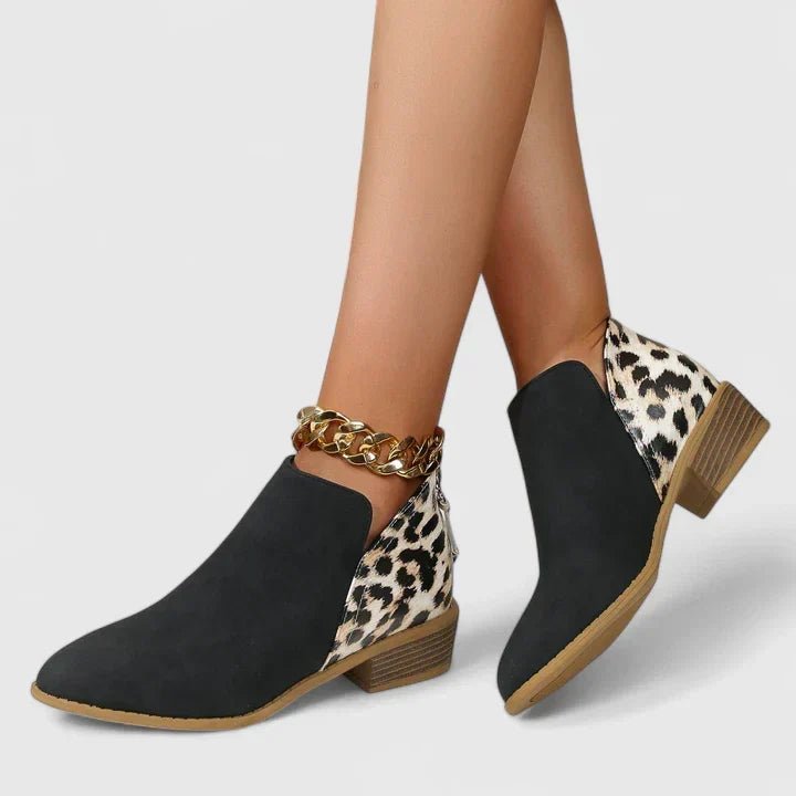 Solveja | Damen Stiefeletten Leopard Blockabsatz - Leopard - Image 1