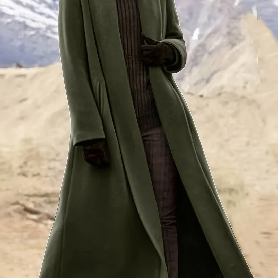Solvind | Damen Langer Mantel Weiter Schnitt - Olive Green - Image 1