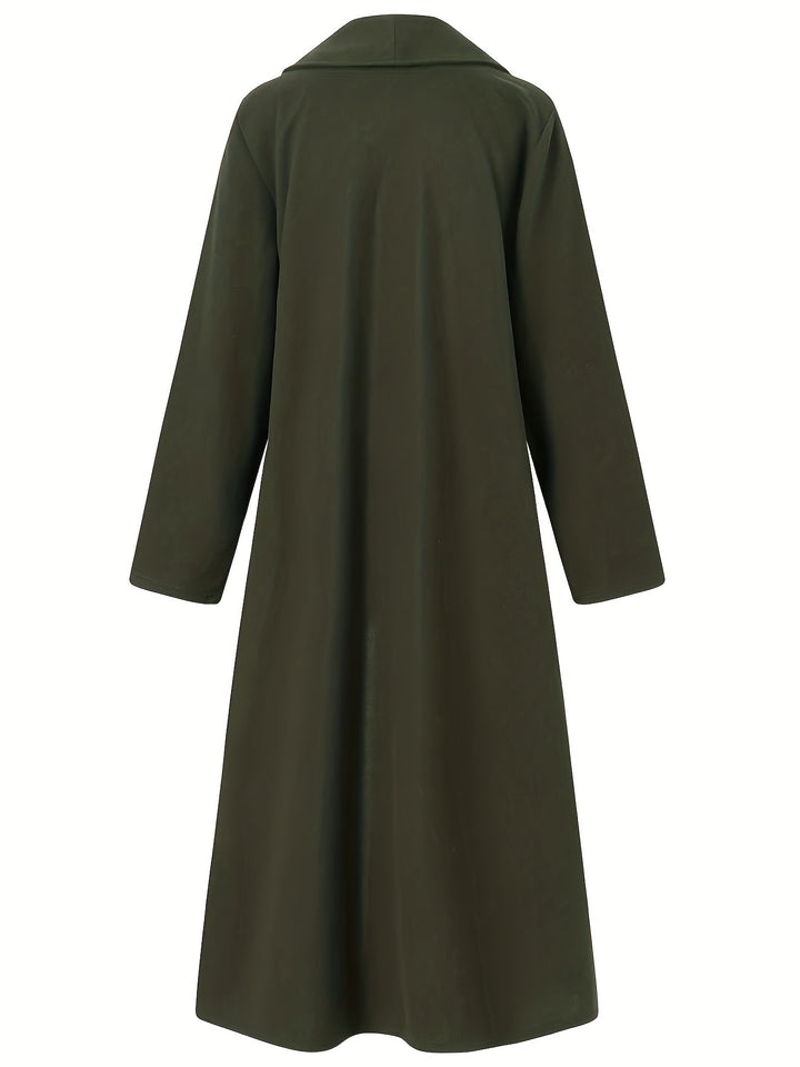 Solvind | Damen Langer Mantel Weiter Schnitt - Olive Green - Image 4
