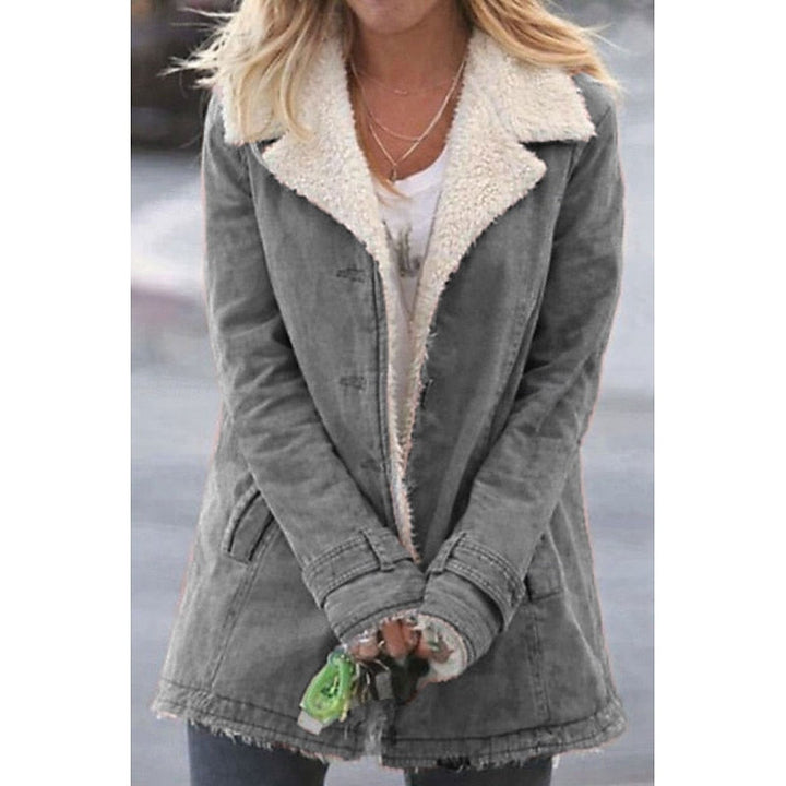 Solvind | Damen Sherpa-Mantel Winterjacke mit Fleecefutter - Grey - Image 1