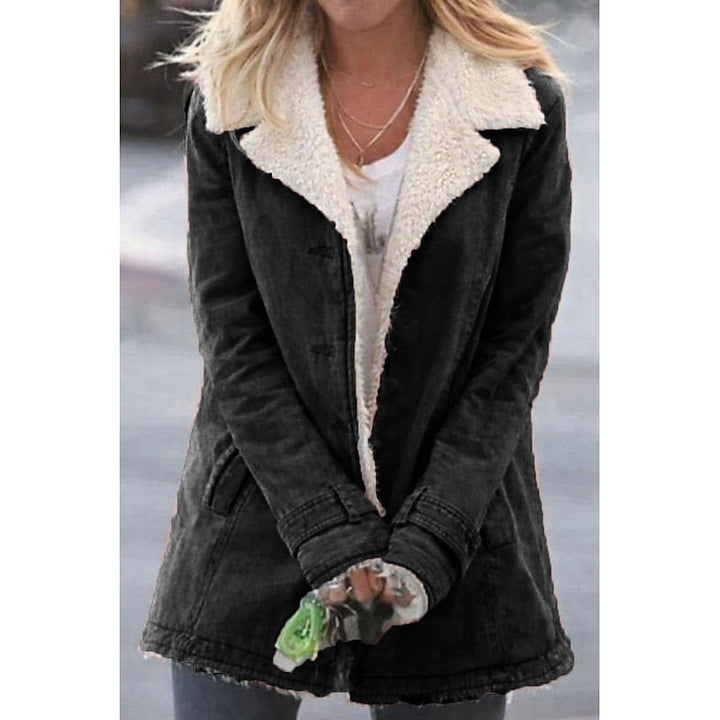 Solvind | Damen Sherpa-Mantel Winterjacke mit Fleecefutter - Grey - Image 2