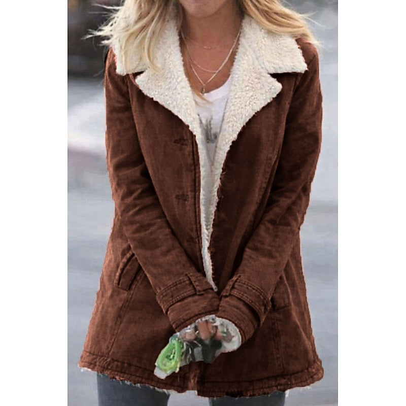 Solvind | Damen Sherpa-Mantel Winterjacke mit Fleecefutter - Grey - Image 3