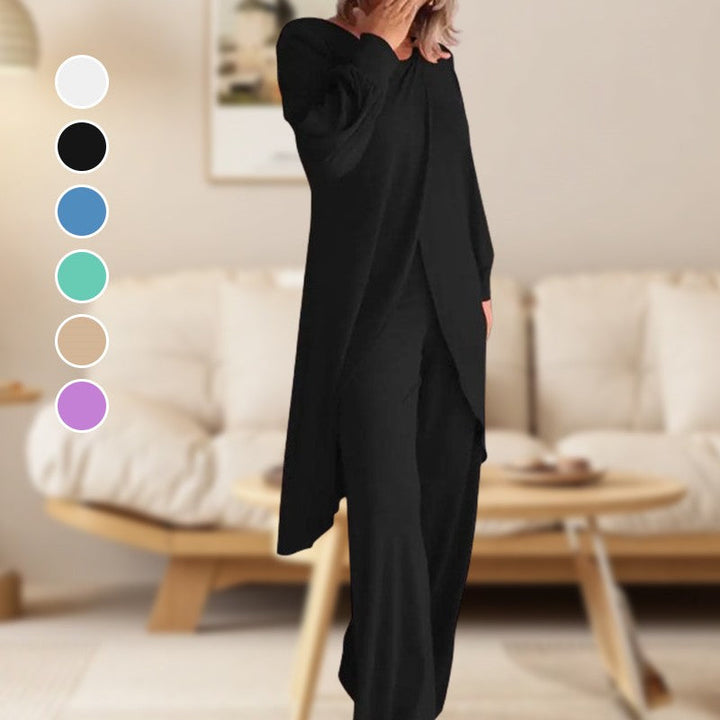 Viola | Damen Set 2-teilig Longshirt Weite Hose Loungewear