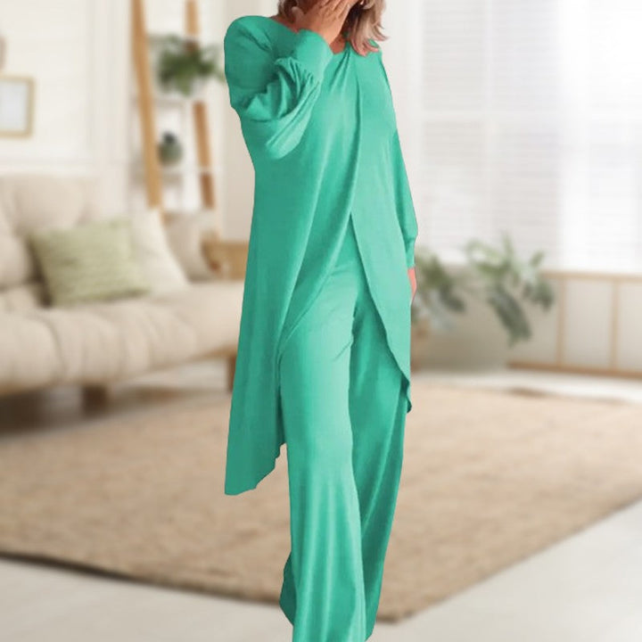 Viola | Damen Set 2-teilig Longshirt Weite Hose Loungewear