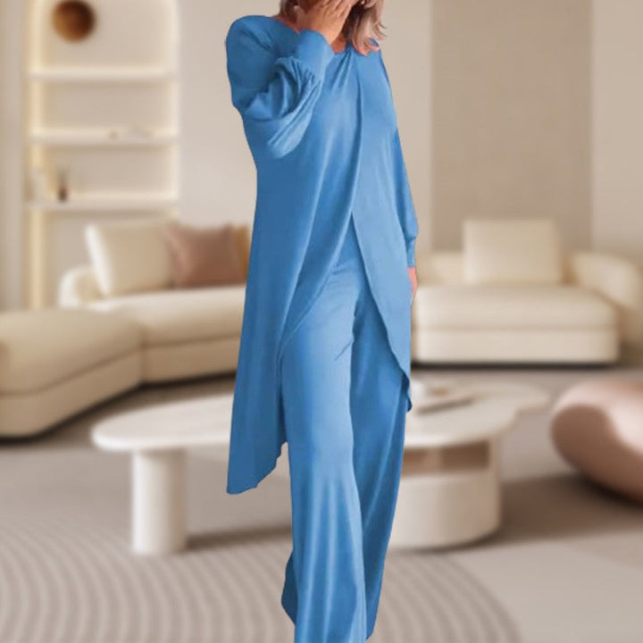 Viola | Damen Set 2-teilig Longshirt Weite Hose Loungewear