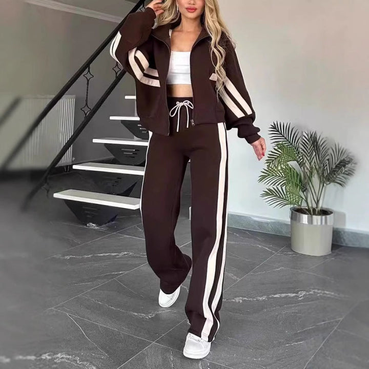 Nadia | Damen Trainingsanzug Set Crop Jacke Wide Leg