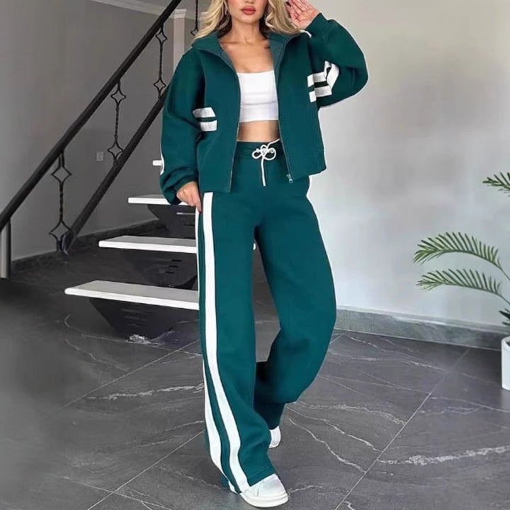 Nadia | Damen Trainingsanzug Set Crop Jacke Wide Leg