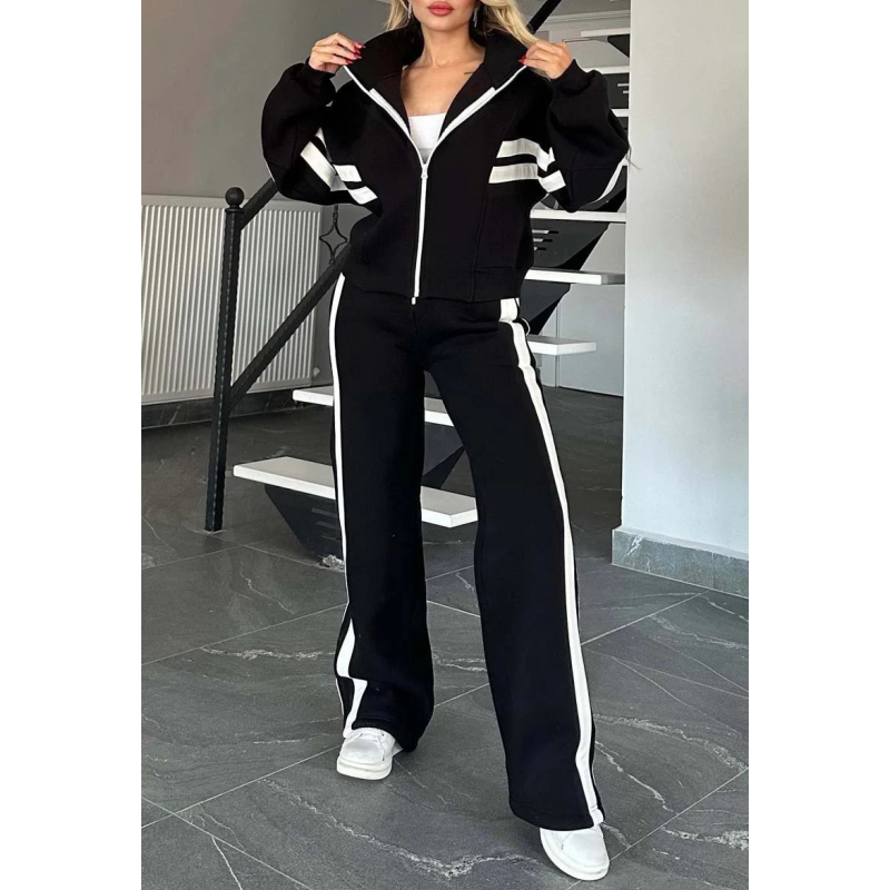 Nadia | Damen Trainingsanzug Set Crop Jacke Wide Leg
