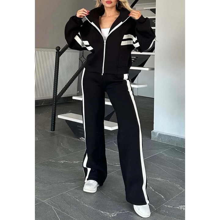Nadia | Damen Trainingsanzug Set Crop Jacke Wide Leg