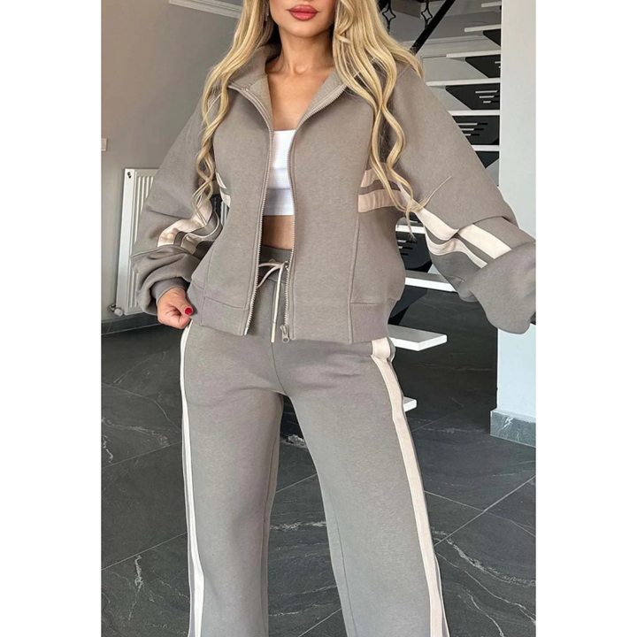Nadia | Damen Trainingsanzug Set Crop Jacke Wide Leg
