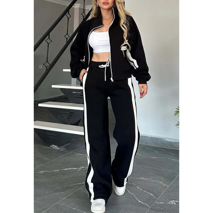 Nadia | Damen Trainingsanzug Set Crop Jacke Wide Leg
