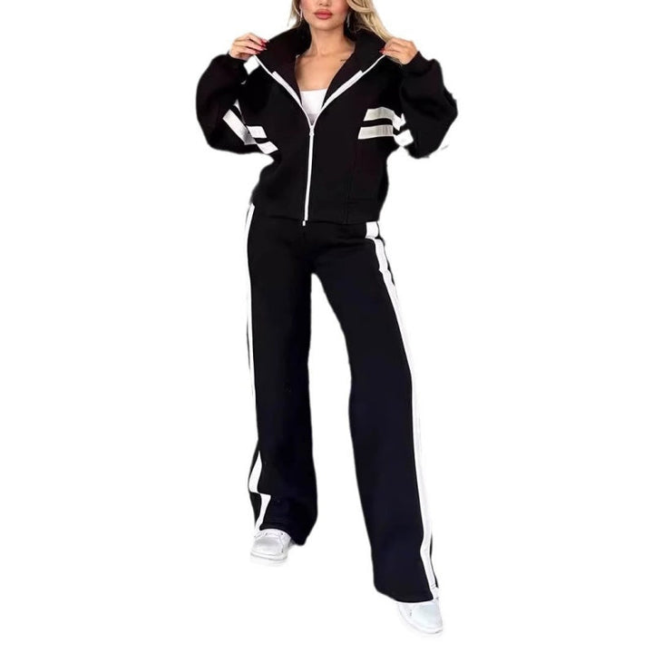 Nadia | Damen Trainingsanzug Set Crop Jacke Wide Leg