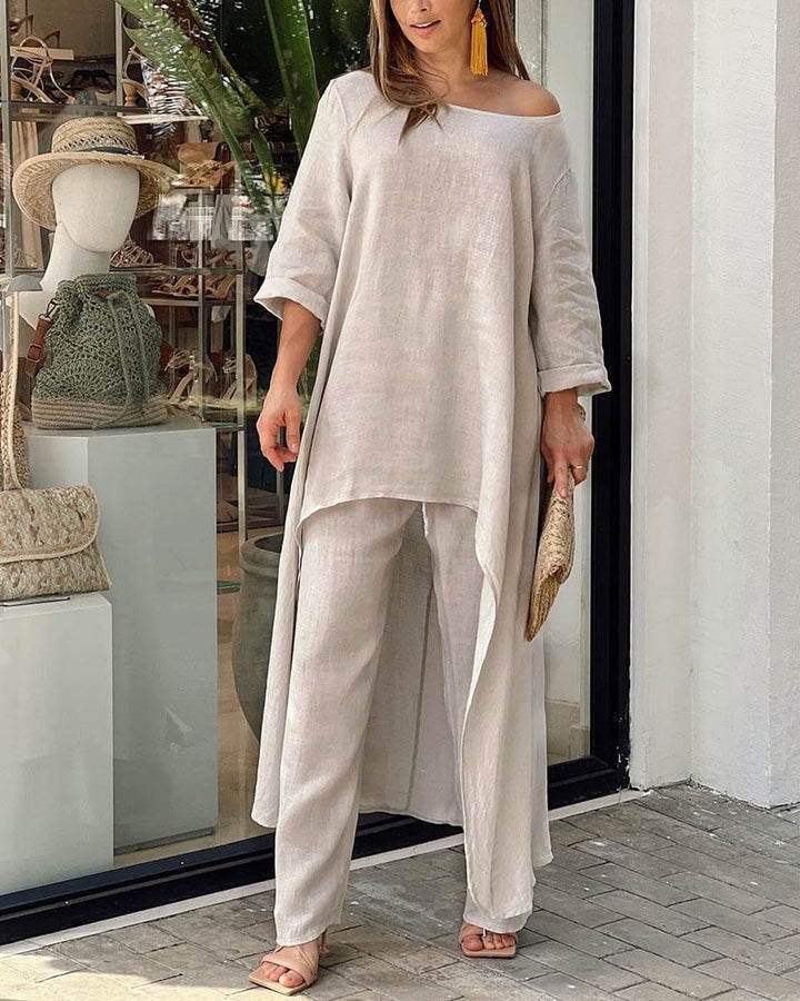 Aspen | Damen Set 2-teilig Longtunika Weite Hose Sommer
