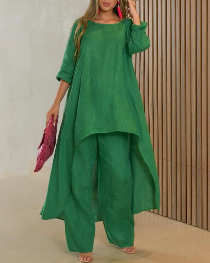 Aspen | Damen Set 2-teilig Longtunika Weite Hose Sommer