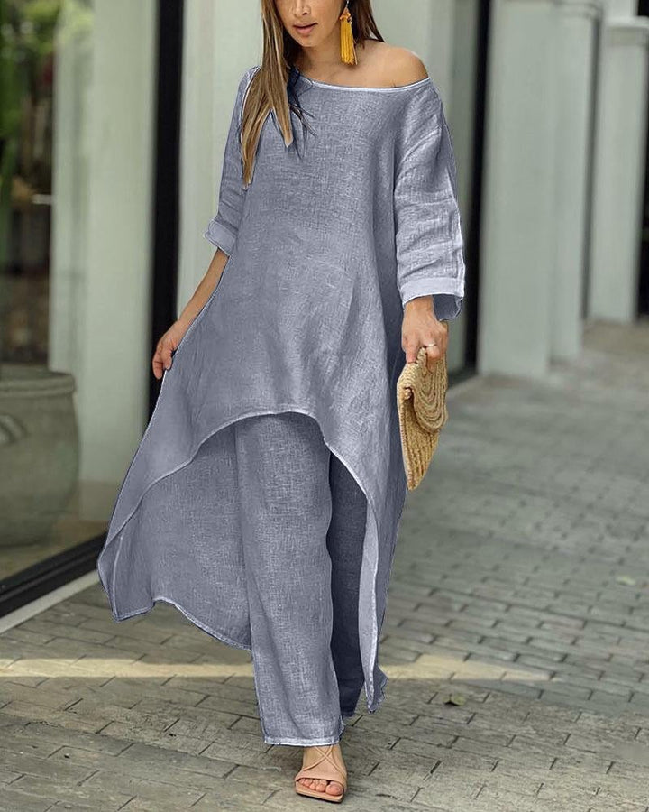 Aspen | Damen Set 2-teilig Longtunika Weite Hose Sommer