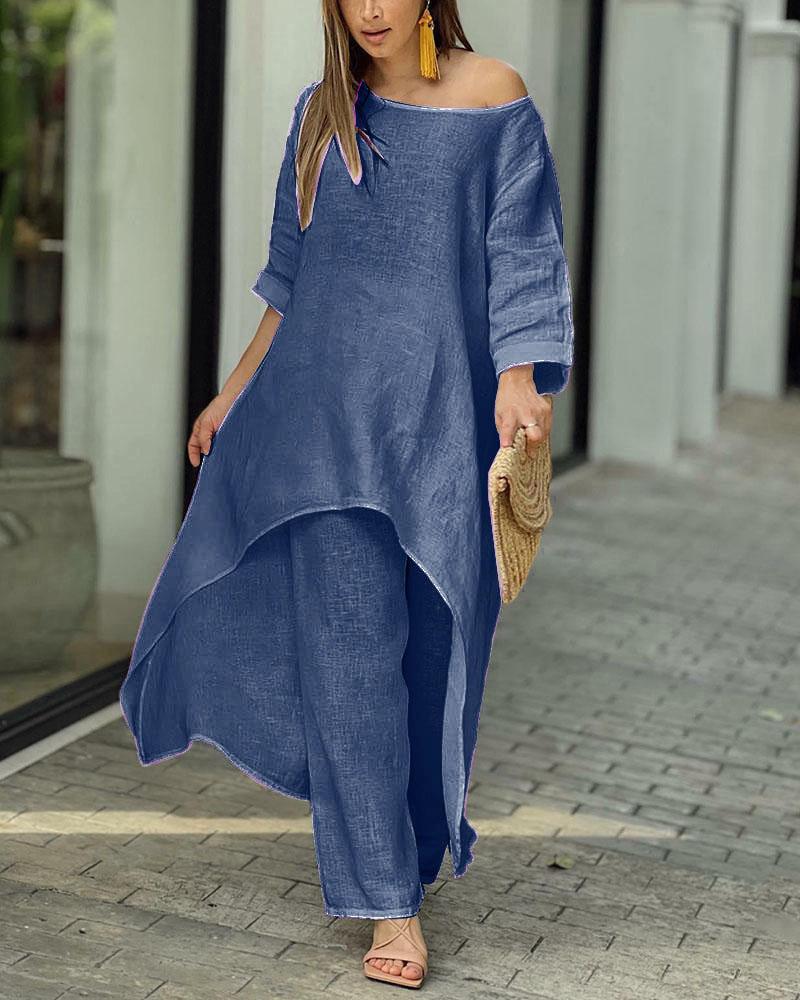 Aspen | Damen Set 2-teilig Longtunika Weite Hose Sommer